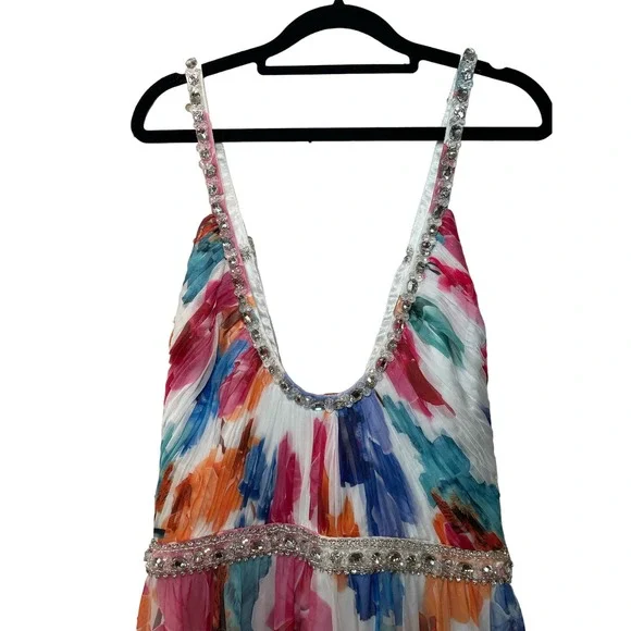 NWT | Mac Duggal / Plunge Neck Floral A Line Gown / Flirty Floral Formal Dress - Picture 5 of 6